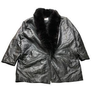 Vintage The Leather Warehouse Thermolite Leather Coat Womens Medium Faux Fur